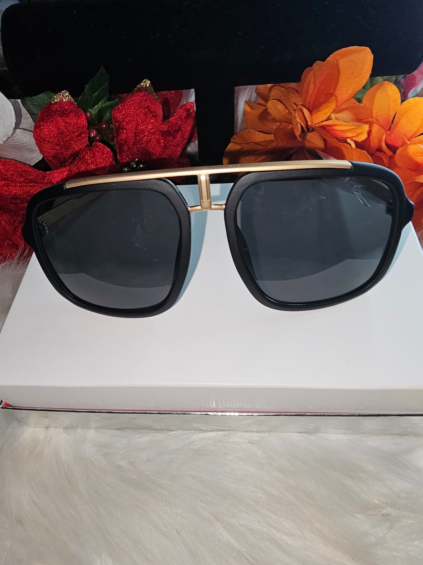 Men's Sunglasses Gold Frame Black Lens