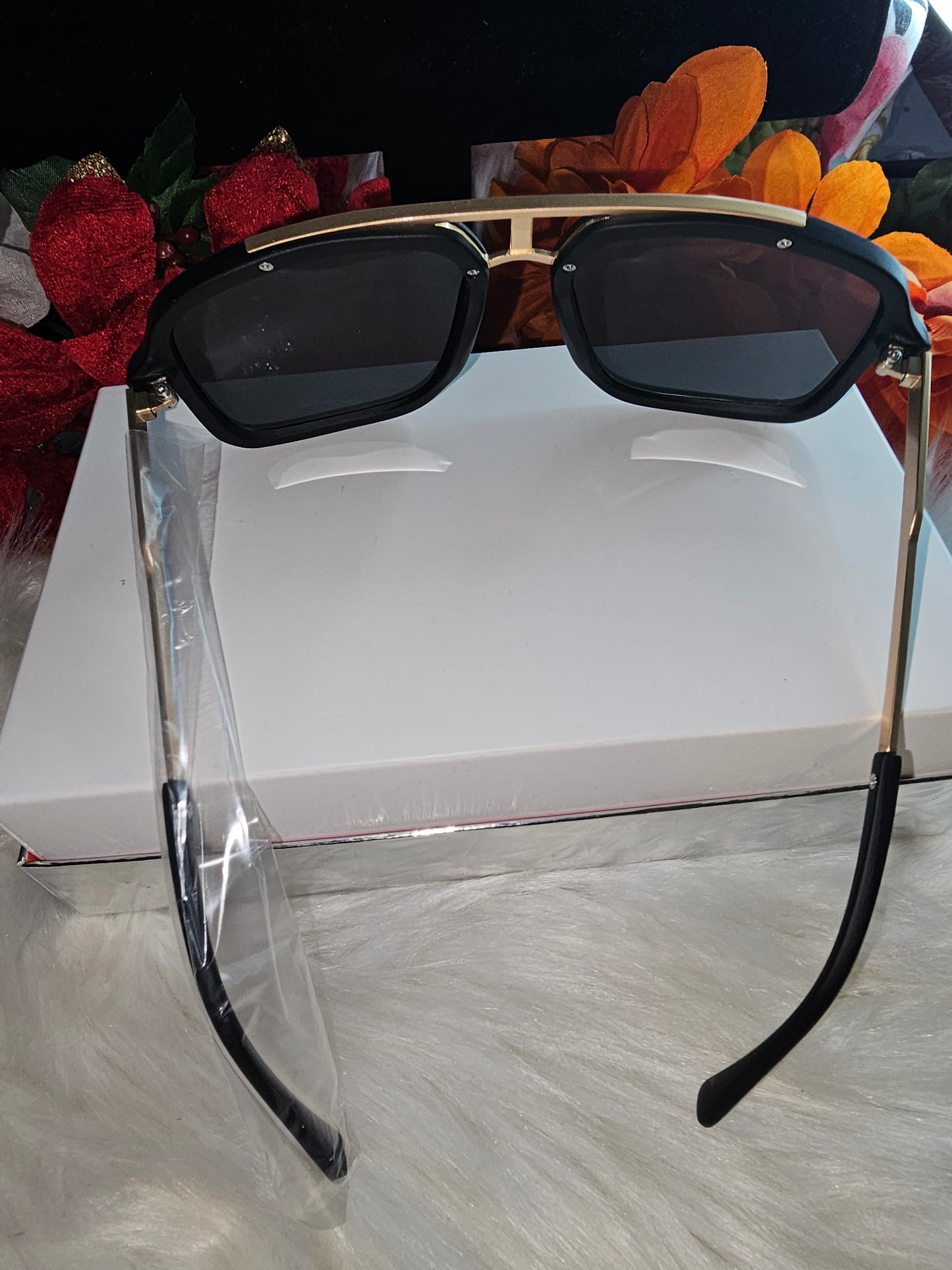 Men's Sunglasses Gold Frame Black Lens