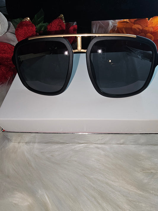 Men's Sunglasses Gold Frame Black Lens